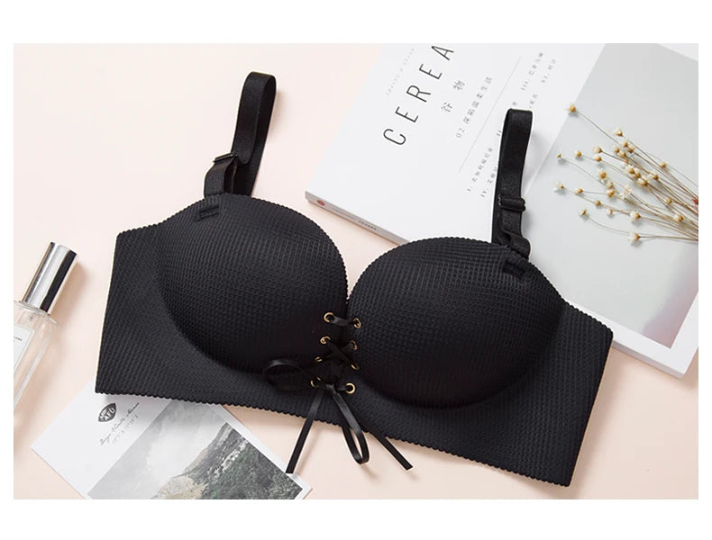 M&T Wear - Bras for women Rope straps Palm support Steel-free bra with air-permeable bra One-piece Lattice push up sexy bra 80A 80B 80C 85C - M&T Wear