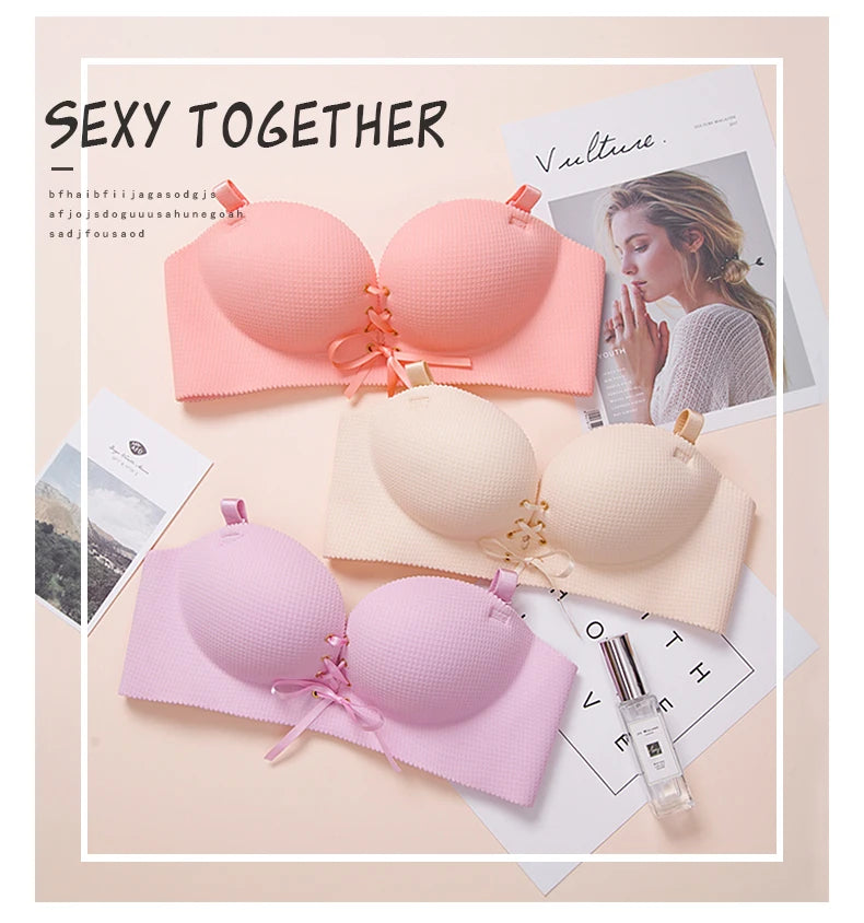 M&T Wear - Bras for women Rope straps Palm support Steel-free bra with air-permeable bra One-piece Lattice push up sexy bra 80A 80B 80C 85C - M&T Wear