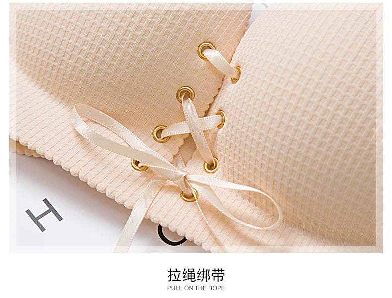 M&T Wear - Bras for women Rope straps Palm support Steel-free bra with air-permeable bra One-piece Lattice push up sexy bra 80A 80B 80C 85C - M&T Wear