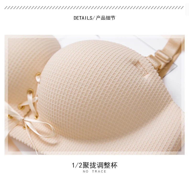 M&T Wear - Bras for women Rope straps Palm support Steel-free bra with air-permeable bra One-piece Lattice push up sexy bra 80A 80B 80C 85C - M&T Wear