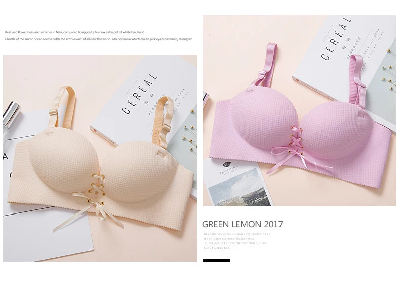 M&T Wear - Bras for women Rope straps Palm support Steel-free bra with air-permeable bra One-piece Lattice push up sexy bra 80A 80B 80C 85C - M&T Wear