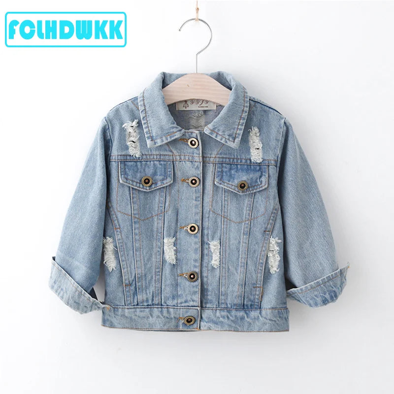 M&T Wear - Girls Jeans  Jackets Kids Coats Outerwear Embroidered Long Sleeve Button Denim Jackets For Girls Clothes 2-8 - M&T Wear