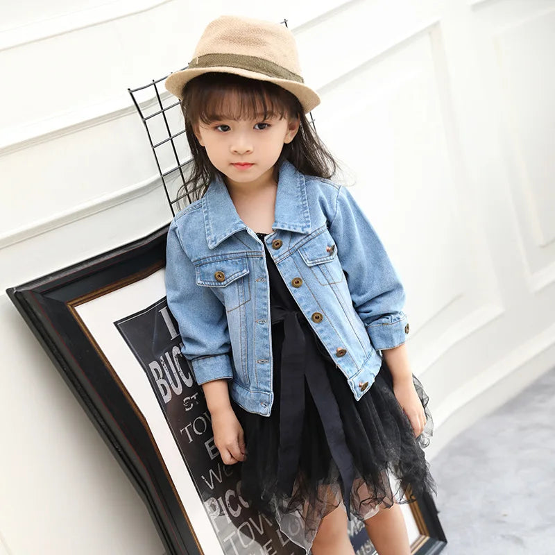 M&T Wear - Girls Jeans  Jackets Kids Coats Outerwear Embroidered Long Sleeve Button Denim Jackets For Girls Clothes 2-8 - M&T Wear
