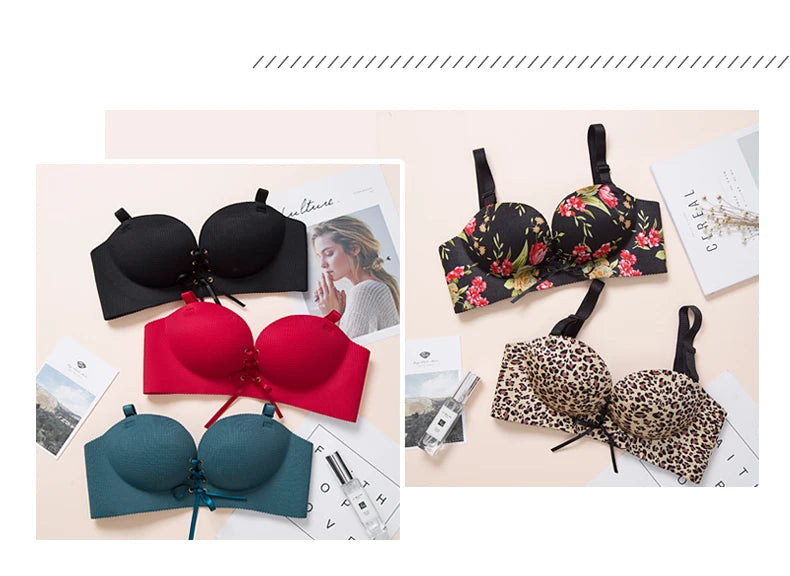 M&T Wear - Bras for women Rope straps Palm support Steel-free bra with air-permeable bra One-piece Lattice push up sexy bra 80A 80B 80C 85C - M&T Wear