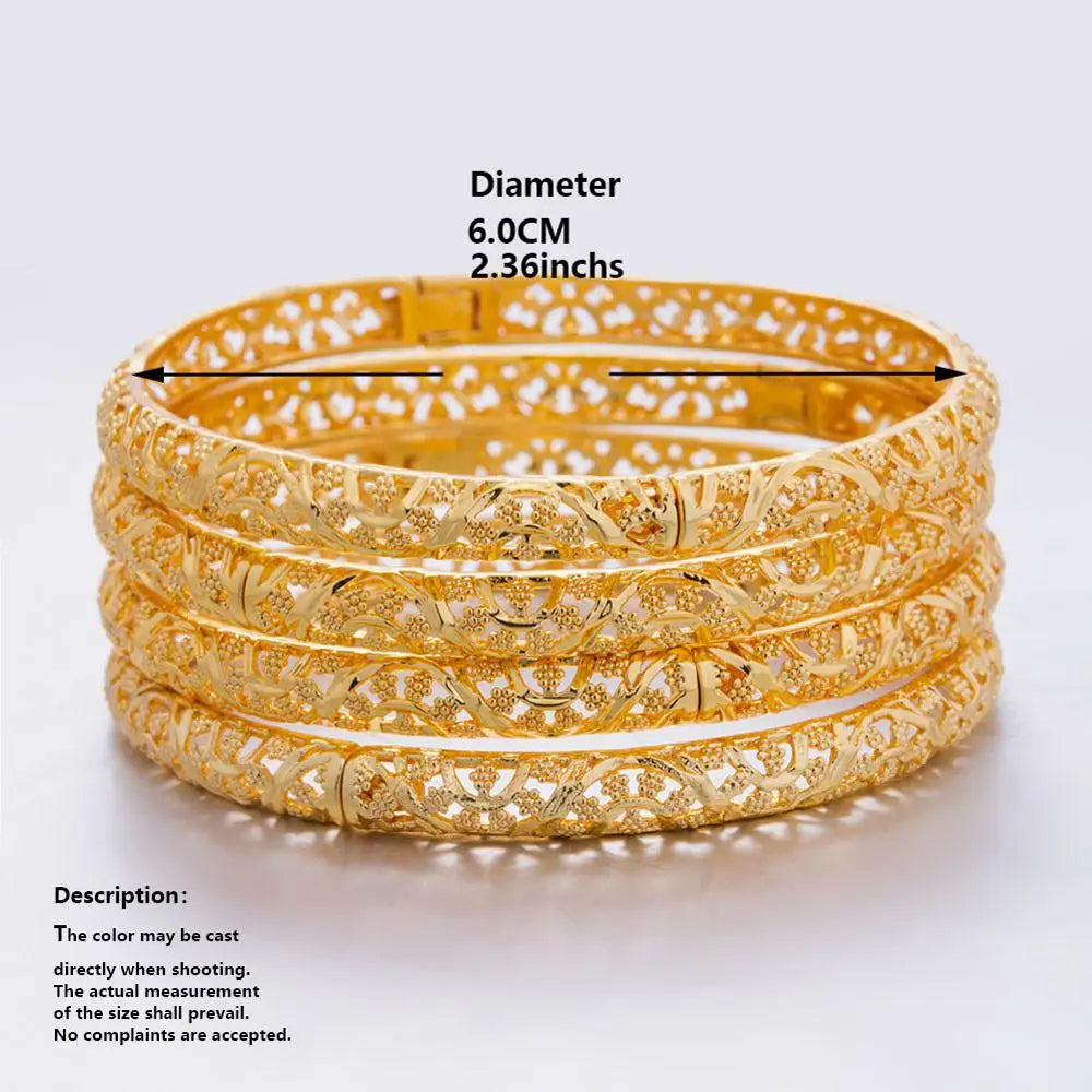 M&T Wear - 24k 6Pcs Gold Color Dubai India Bangles for Women