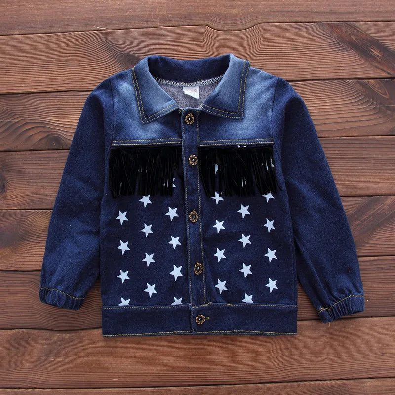 M&T Wear - Kids New Denim Jacket Boys Coat Toddler Sport Clothes Suit Clothing Set Cotton Jeans Coat T-shirt Pants Star Tracksuit Children - M&T Wear