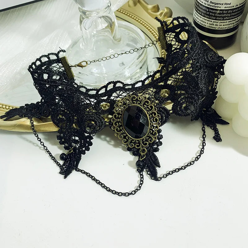 M&T Wear - Elegant Lace Rhinestone Choker Necklace for Women