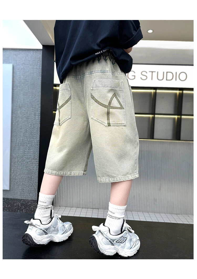 M&T Wear - Boys’ Stylish Mid-Calf Denim Capri Shorts