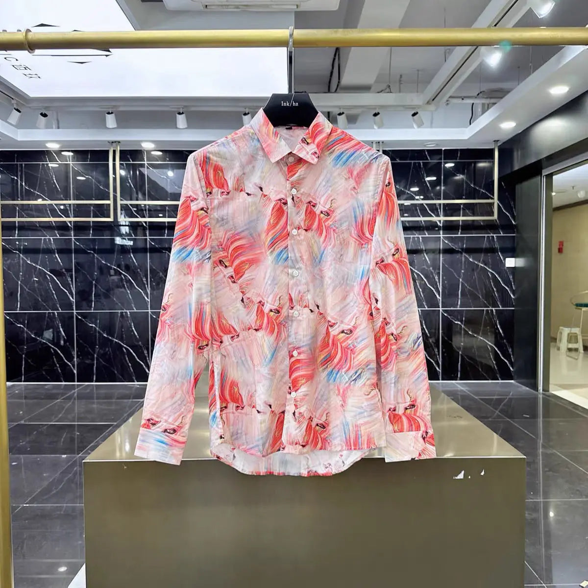 M&T Wear - Spring and Autumn High-end Long-sleeved Men's Fancy Shirt Micro-Stretched Slim Personalized Fashion Printed Shirt - M&T Wear