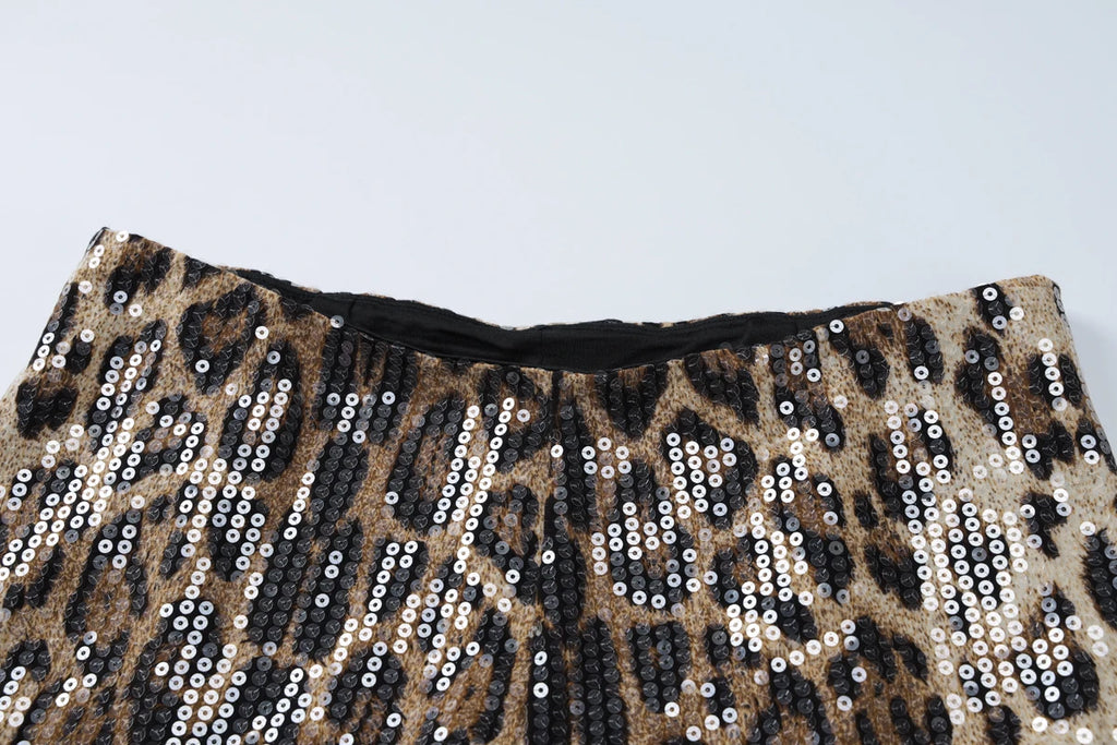 Midnight Leopard Sequin Shorts
