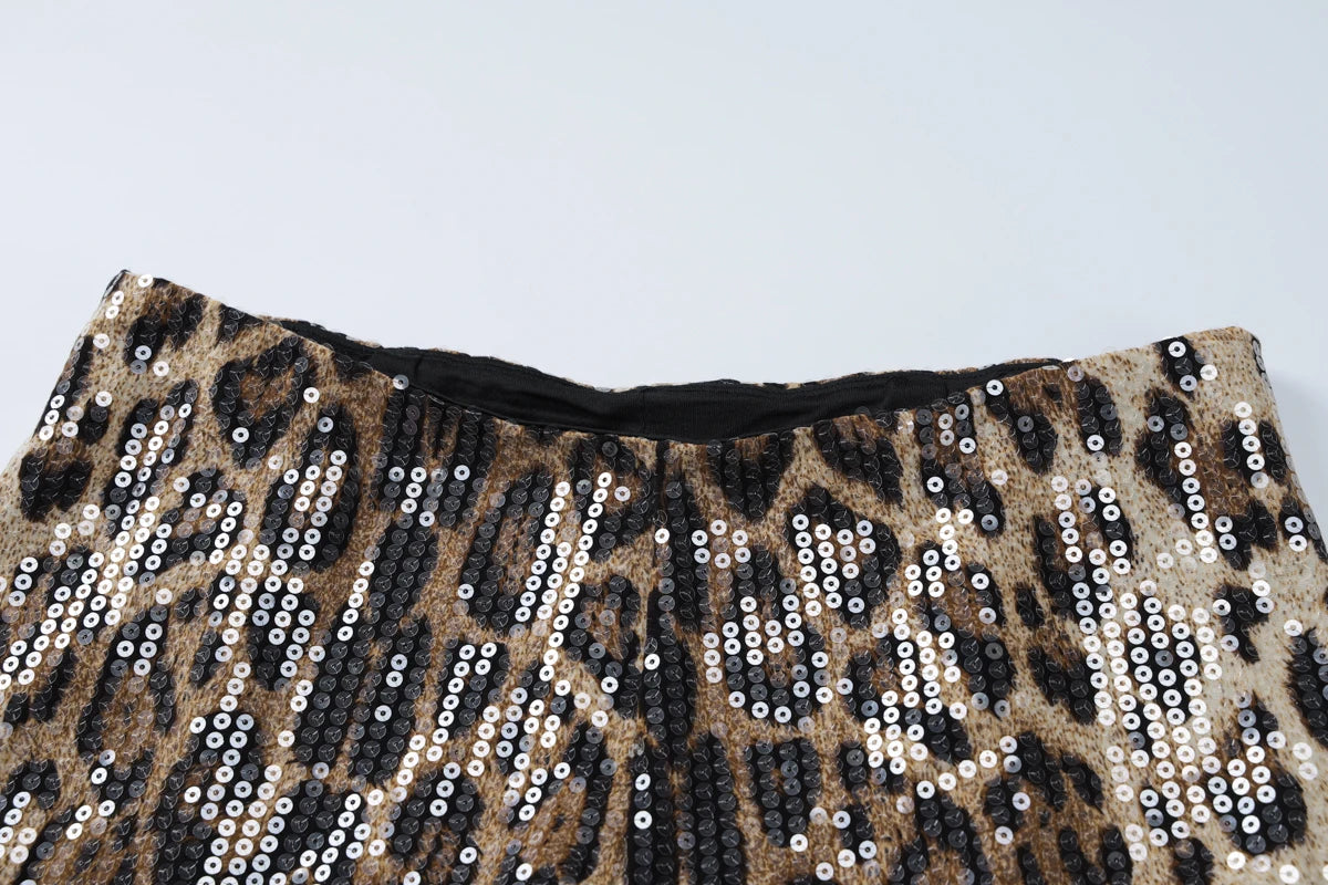 Midnight Leopard Sequin Shorts