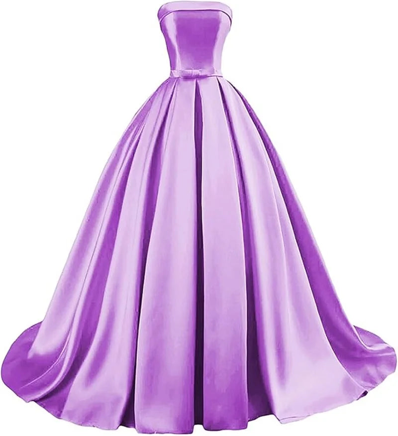 Customized Strapless Satin A-Line Gown