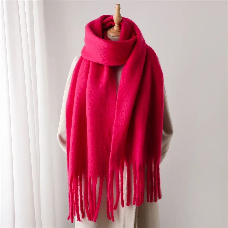 M&T Wear - Winter Scarf for Women Cashmere Warm Solid Pashmina Blanket Wraps Female Thick Soft Bufanda Big Tassel Shawl Long Poncho Echarpe - M&T Wear