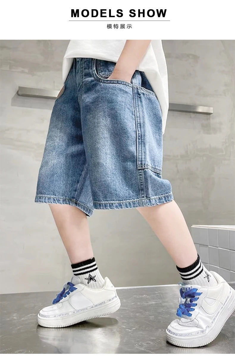 M&T Wear - Boys’ Loose Fit Elastic Waist Denim Shorts
