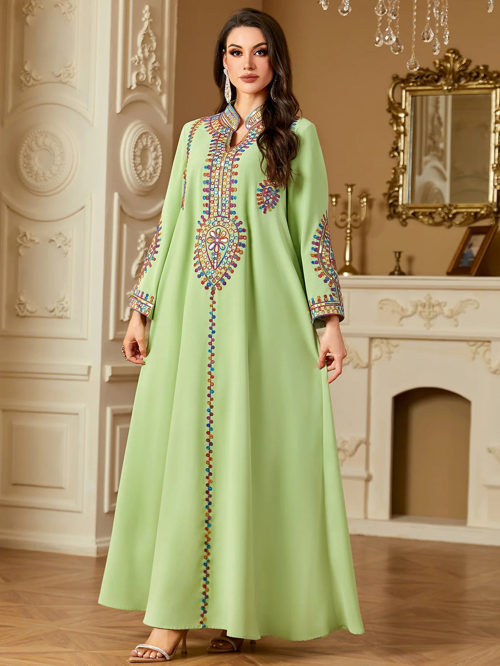 M&T Wear - Pakistani Women's Embroidered Loose abaya Dresses Elegant Casual Kaftan