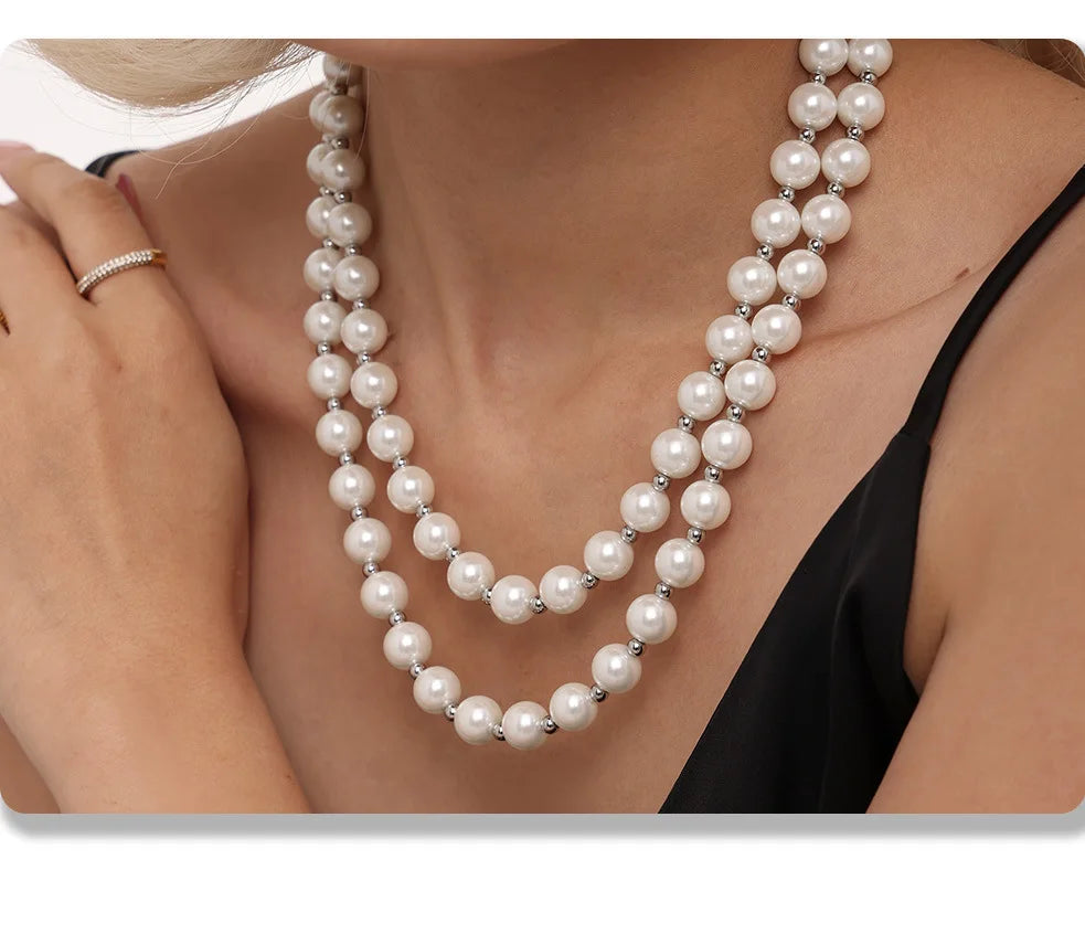 M&T Wear - White Shell Beaded Clavicle Necklace for Women