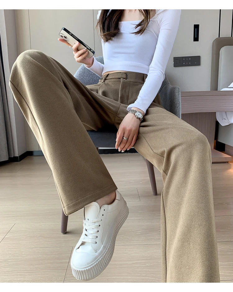 Thicken Woolen Wide-Leg Trousers