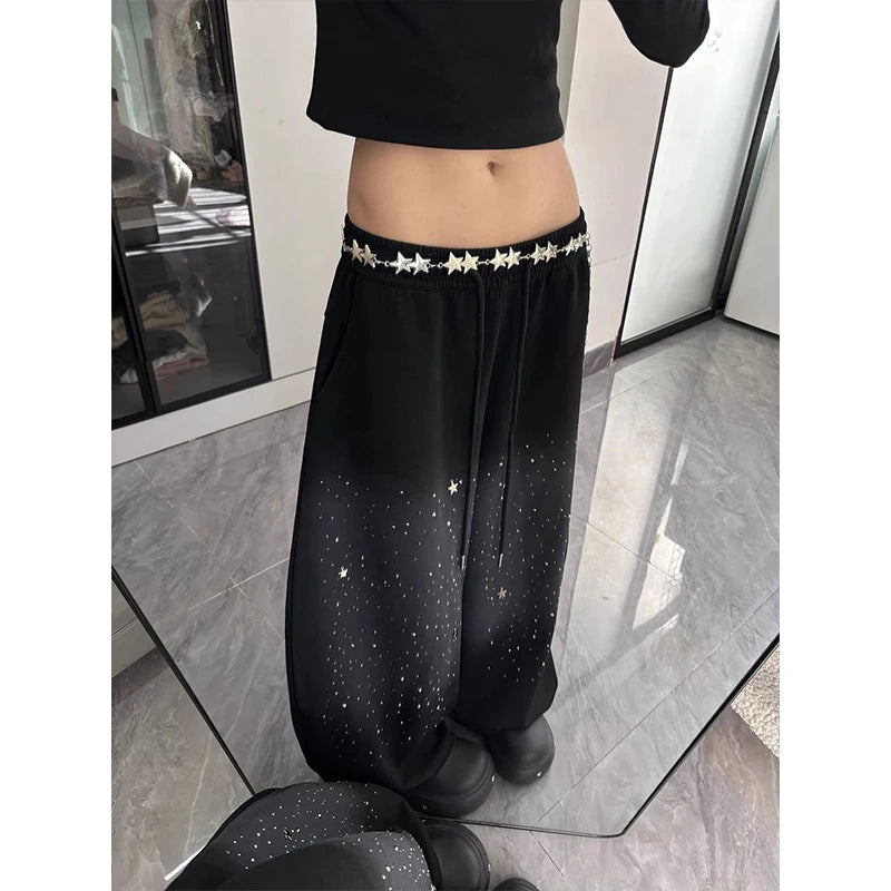 Rhinestone "Starry Sky" Gradient Jazz Jeans