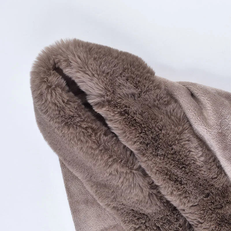 M&T Wear - Winter New Solid Color Shawl Warm Women's Wool Neck Scarf Shawl Dual purpose Thickened Dress Shawl - M&T Wear