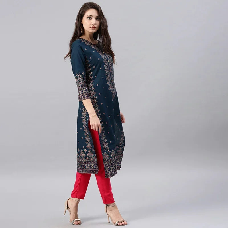 M&T Wear - Pakistani Cotton Floral Printed Kurti Top for Women