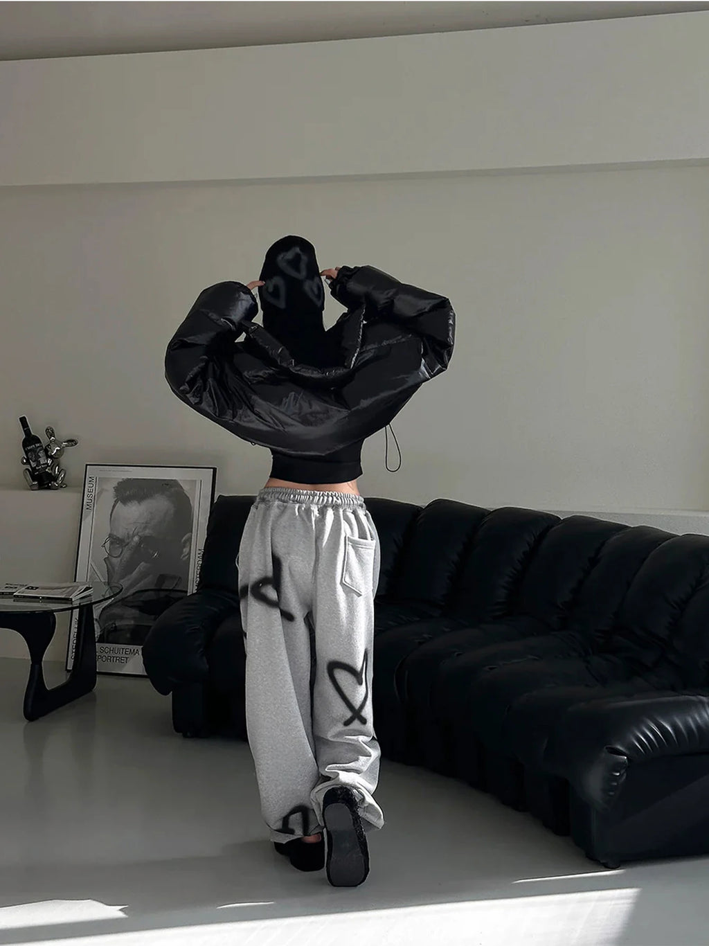 Y2K Heart Print Flare Sweatpants
