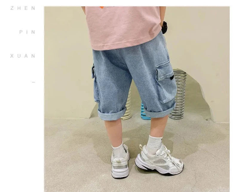 M&T Wear - Boys’ Loose Fit Elastic Waist Denim Shorts