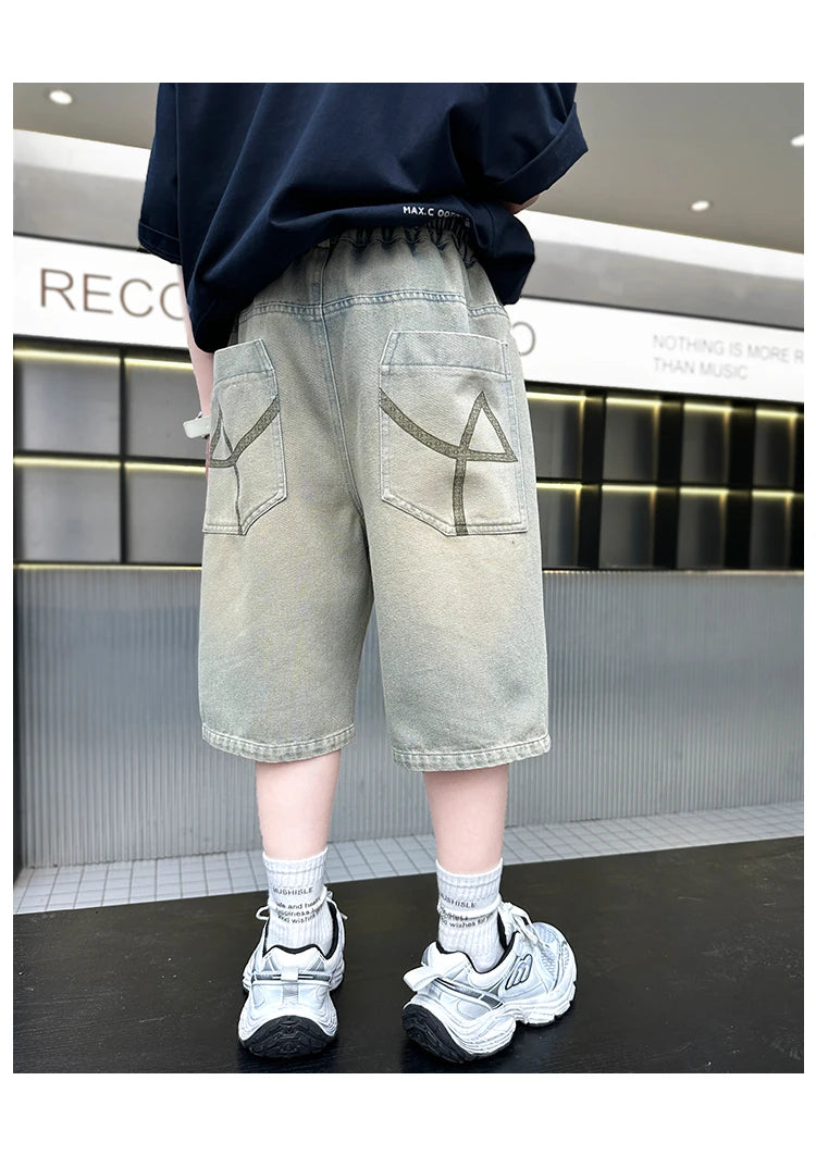 M&T Wear - Boys’ Stylish Mid-Calf Denim Capri Shorts