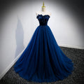 Dark Blue Strapless "Conductor" Evening Gown