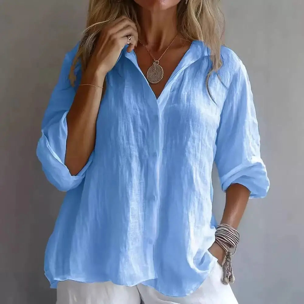 Breezy Linen-Blend Blouse