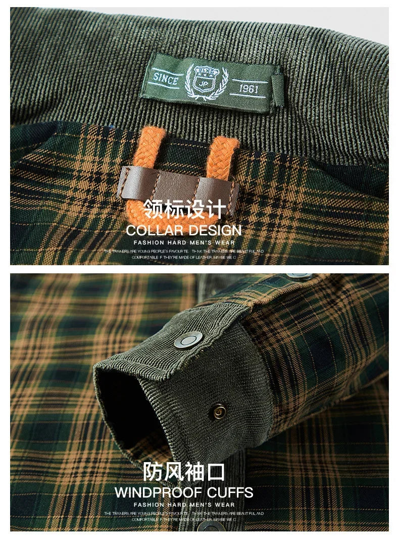 M&T Wear - Men's Windproof Plaid Fleece Shirt Jacket