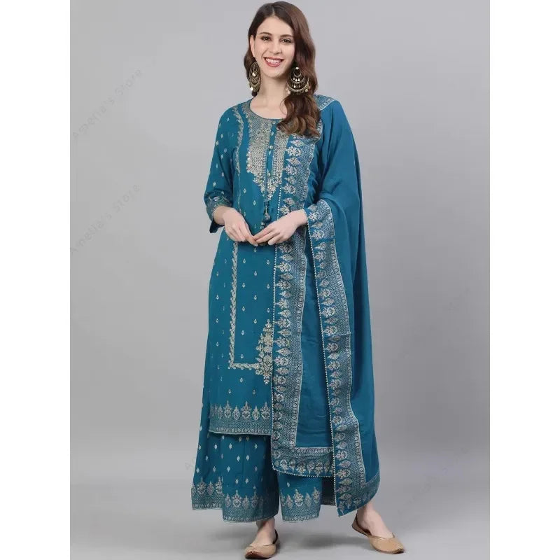 M&T Wear - Cotton Floral Punjabi Suit 3-Piece Set