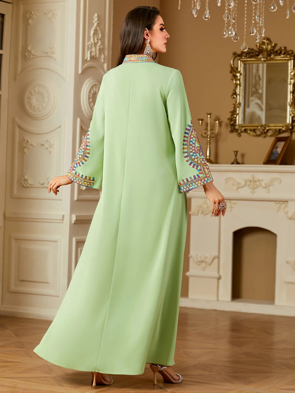 M&T Wear - Pakistani Women's Embroidered Loose abaya Dresses Elegant Casual Kaftan