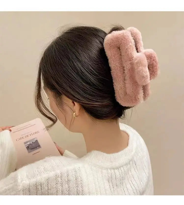 M&T Wear - Large Plush Square Hair Clip 2025 Shark Clip