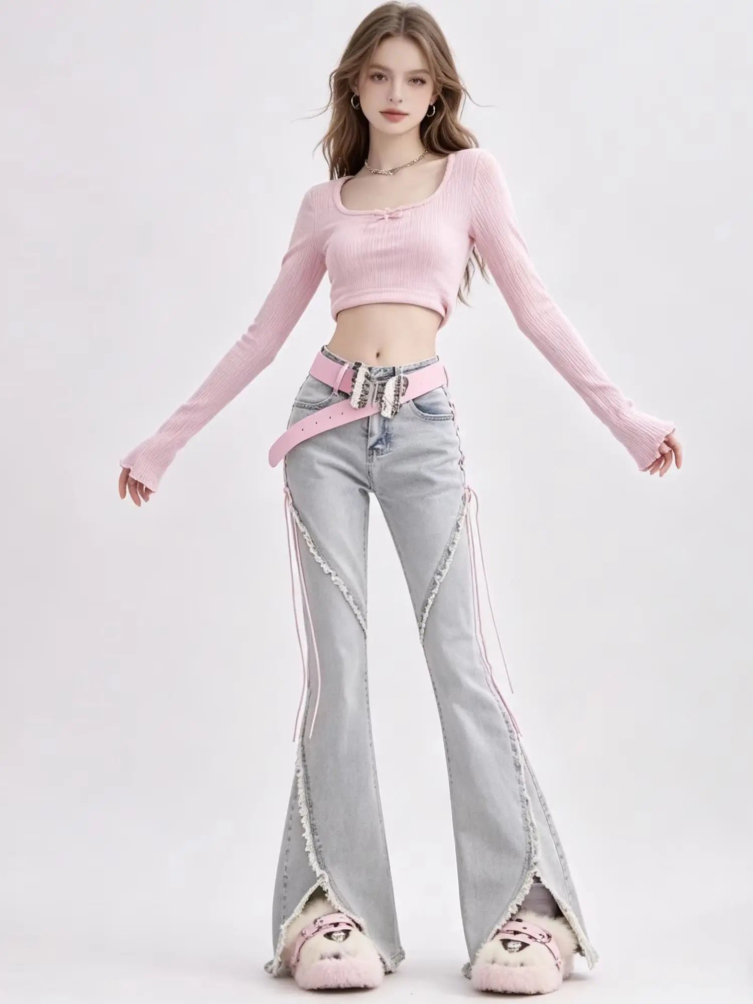 Harajuku Retro "Horn Fork" Wide-Leg Jeans