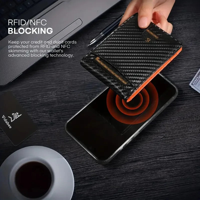 M&T Wear - Slim RFID Leather Money Clip Wallet for Men