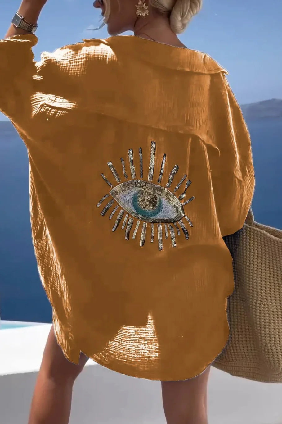 Evil Eye Beach Style Casual Shirt