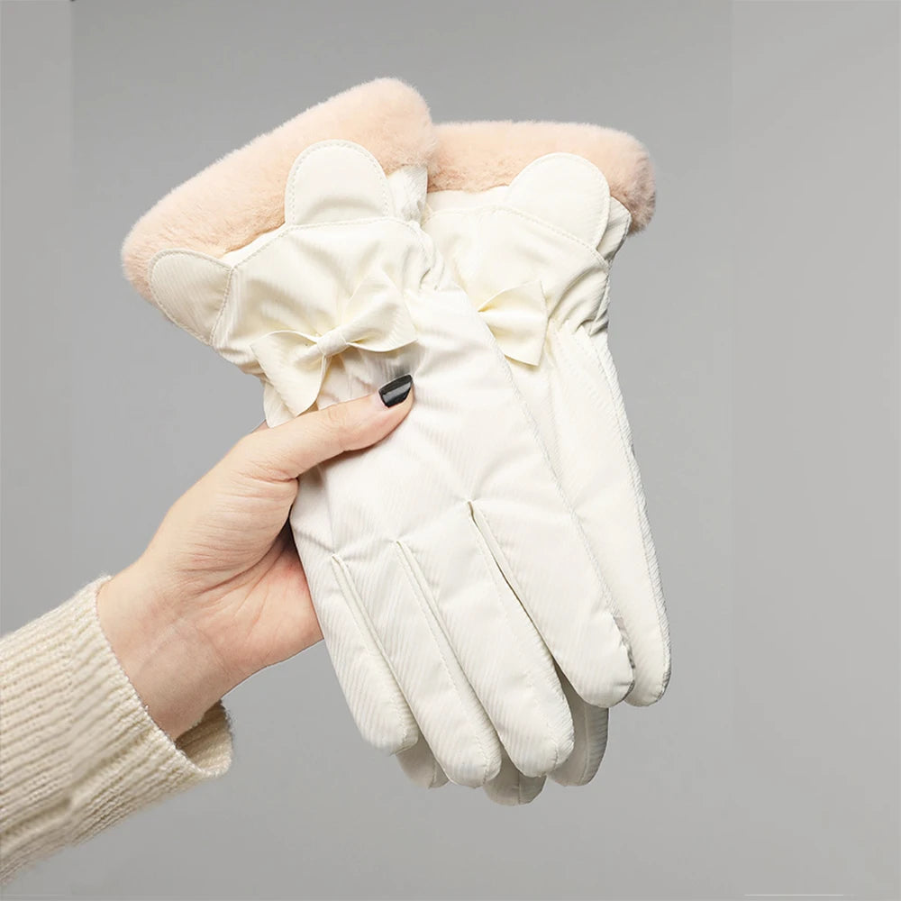 M&T Wear - Winter Gloves Women Bear Elegant Windproof Waterproof Touch Screen Full Finger Hand Warm Skiing Outdoor Sports Mittens - M&T Wear