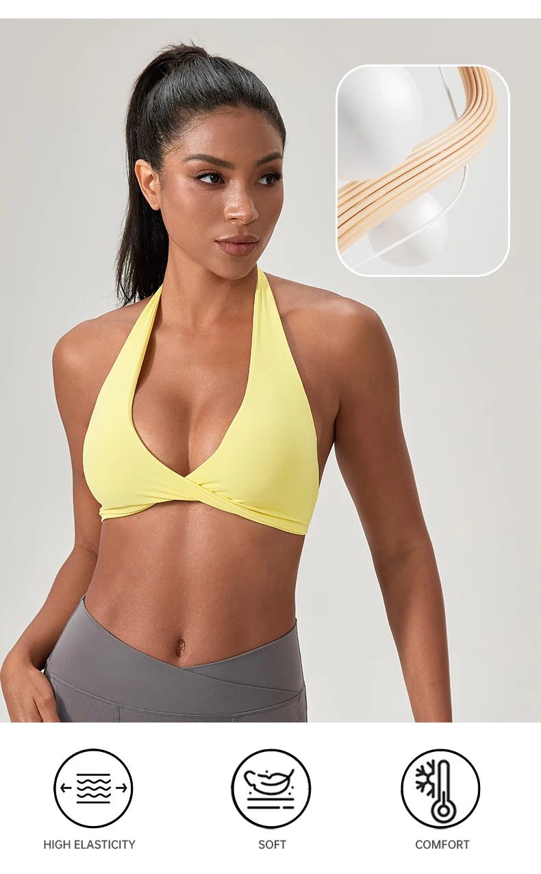 M&T Wear - Sports Yoga Bra for Women Halter Neck with Stylish Back Design Sexy Gym Bra for Running Fitness Sports Bras - M&T Wear
