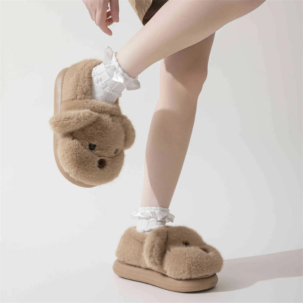 M&T Wear - Cute Puppy Plush Winter Home Slippers