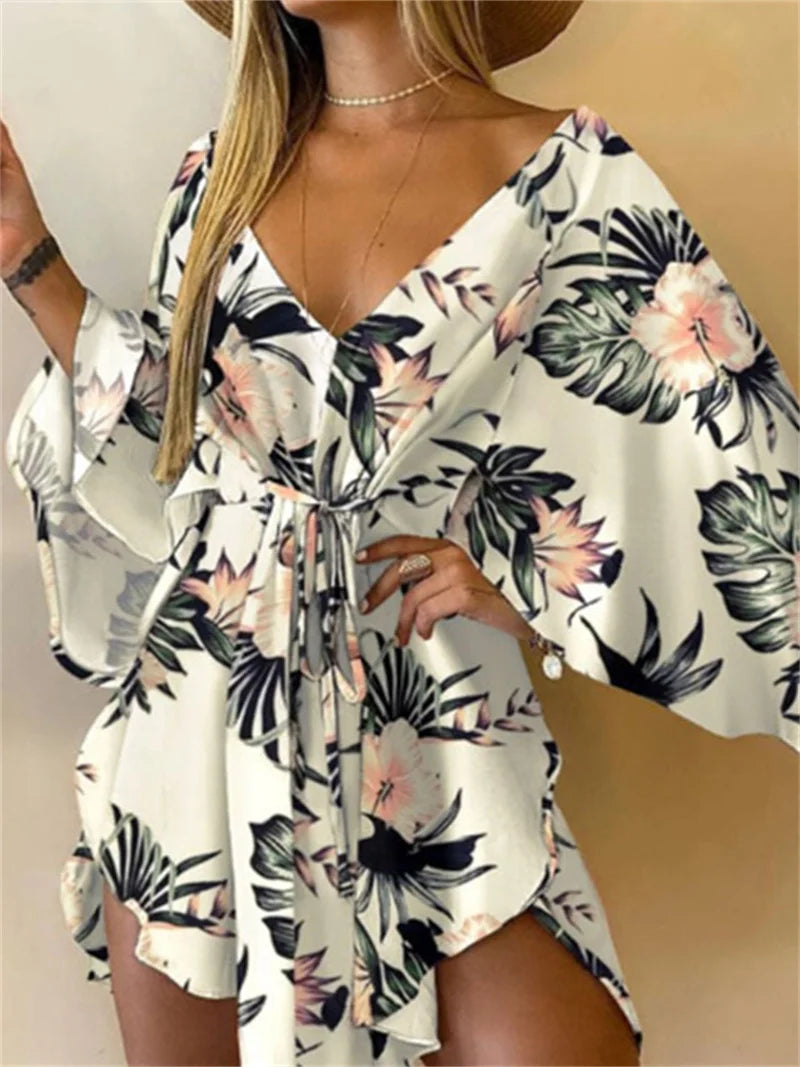 Bohemian V-Neck Mini Dress