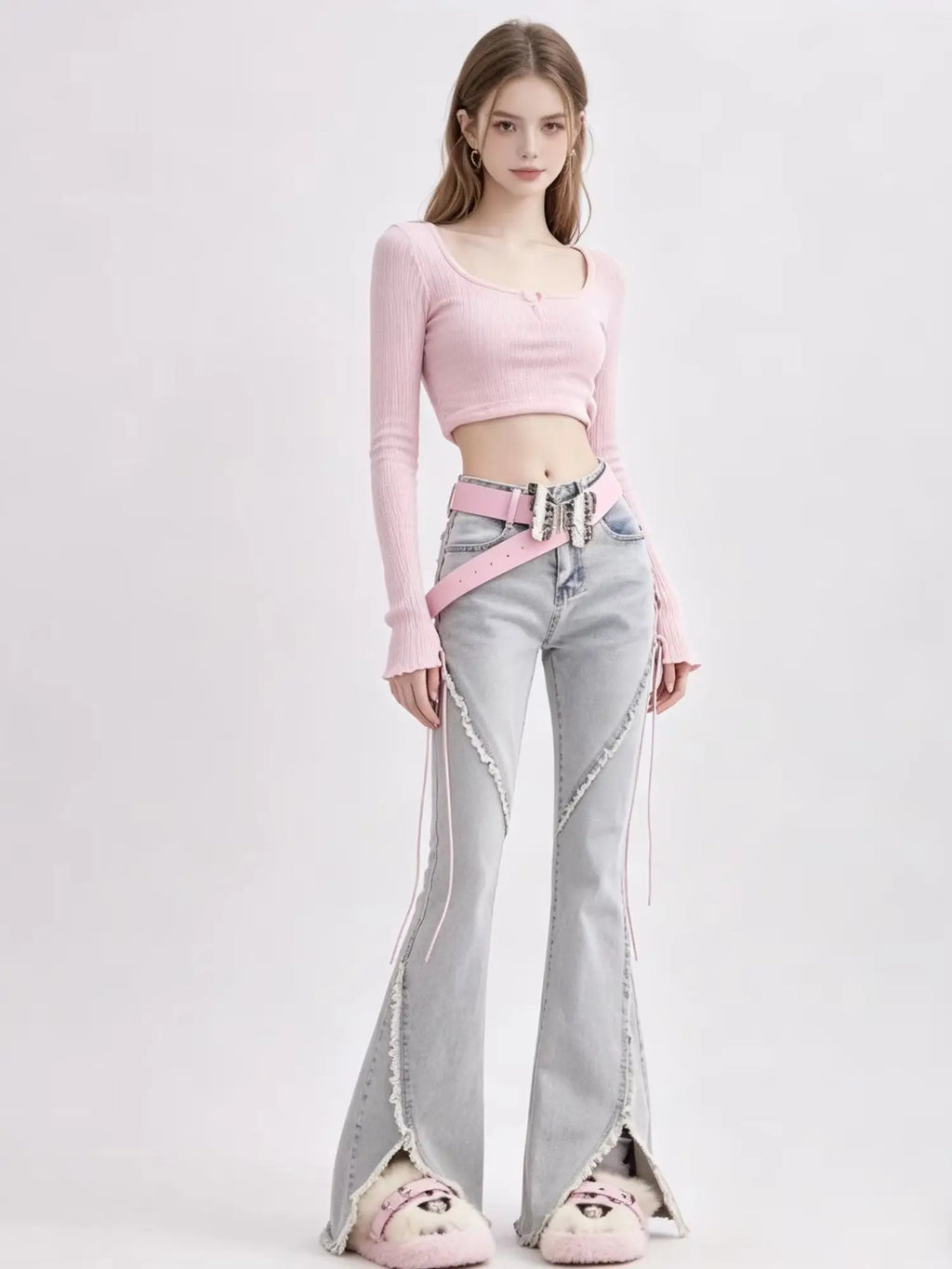Harajuku Retro "Horn Fork" Wide-Leg Jeans