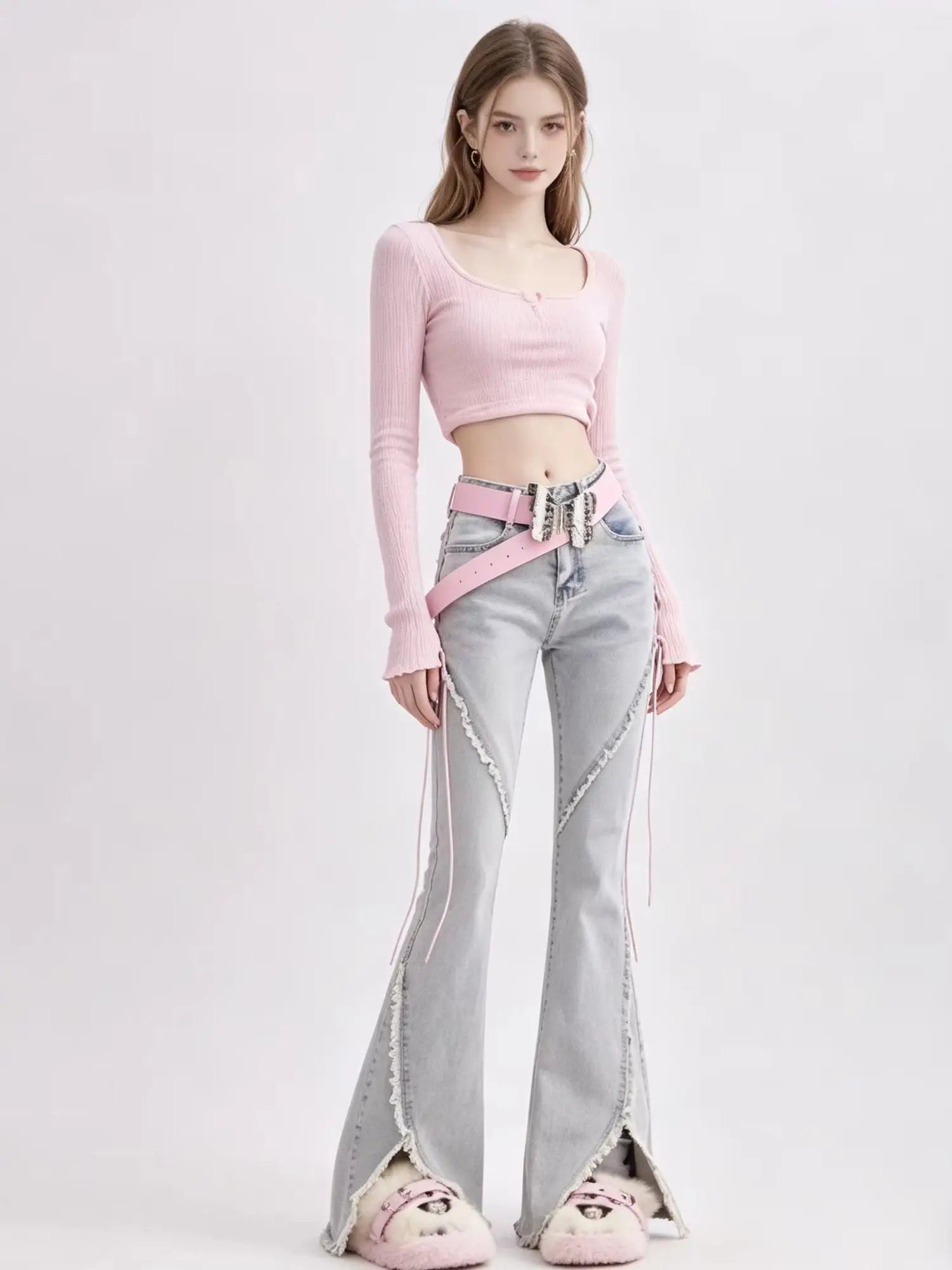 Harajuku Retro "Horn Fork" Wide-Leg Jeans