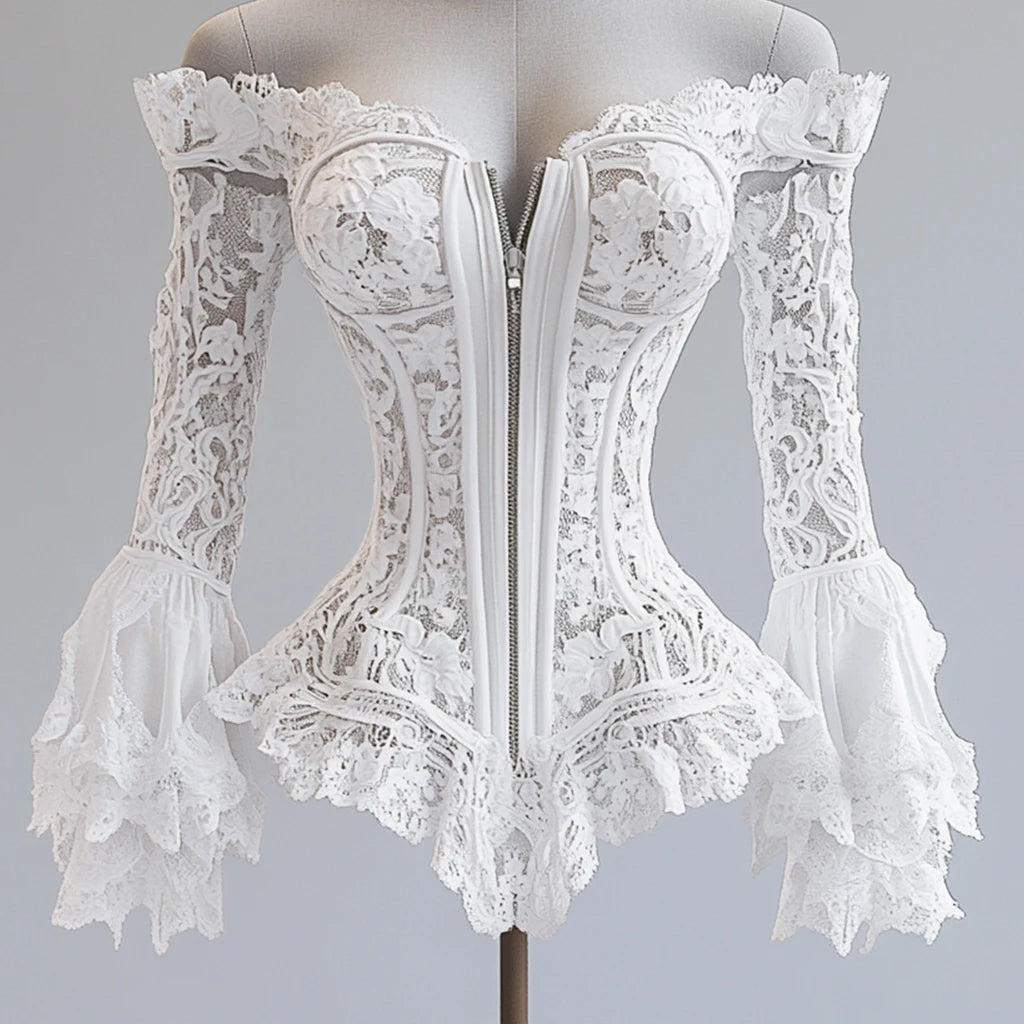 Off-Shoulder Floral Lace Blouse