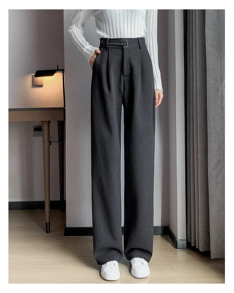 Thicken Woolen Wide-Leg Trousers