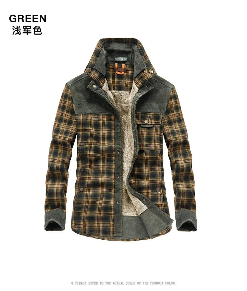 M&T Wear - Men's Windproof Plaid Fleece Shirt Jacket