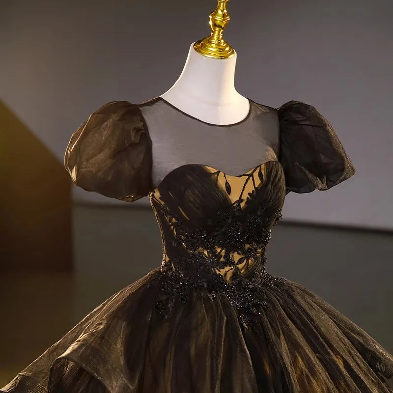 Black Gold Stage Performance Ball Gown