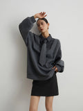 Gray Fake Two-Piece Polo Sweater