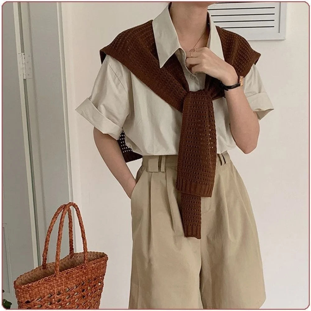 M&T Wear - Korean Knitted Shawl Winter Air Conditioning Fake Collar Neck Guard Knit Thin Knotted Cape Shoulder Warm Scarf For Women - M&T Wear