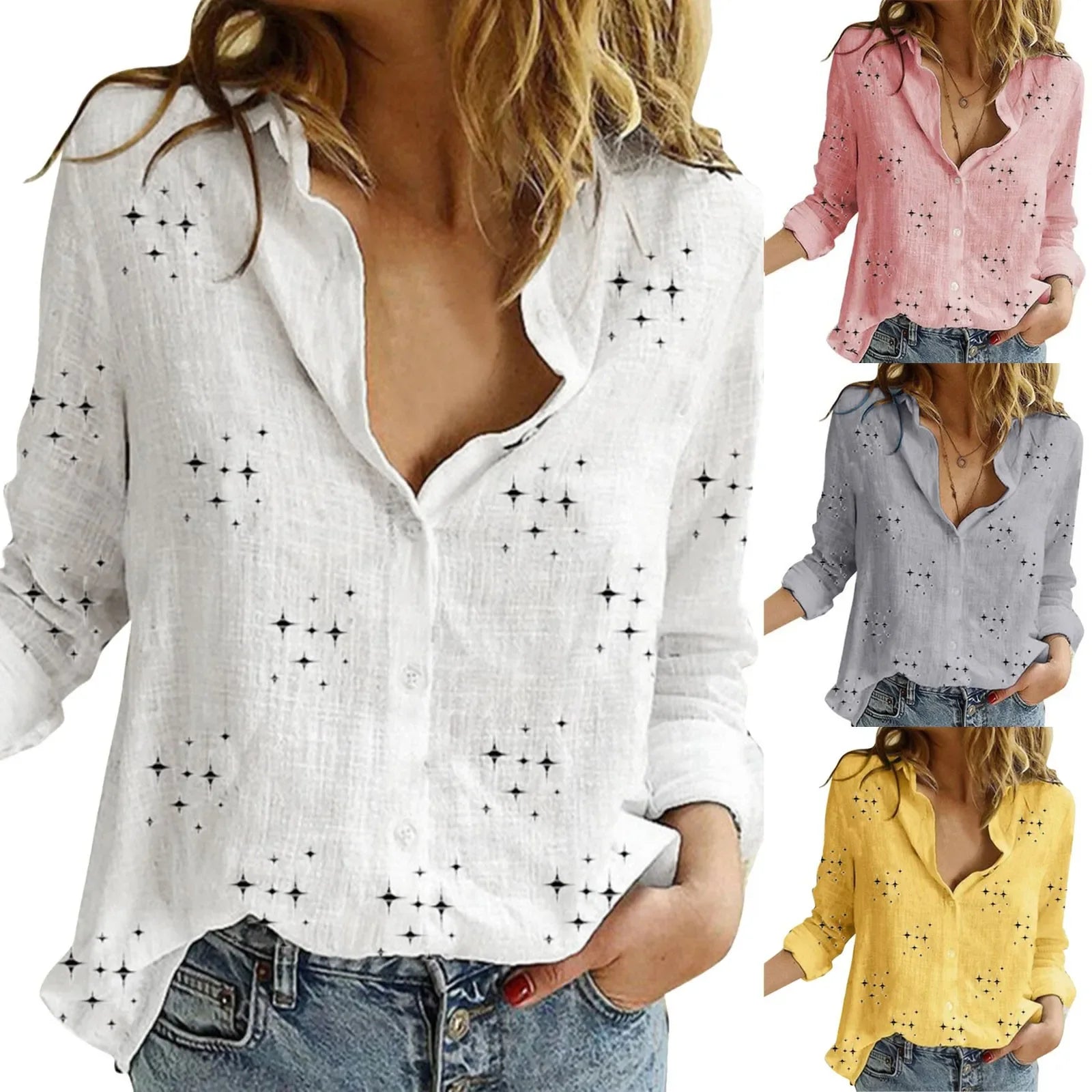 M&T Wear - Women's Casual Cotton Linen Long Sleeve Shirt