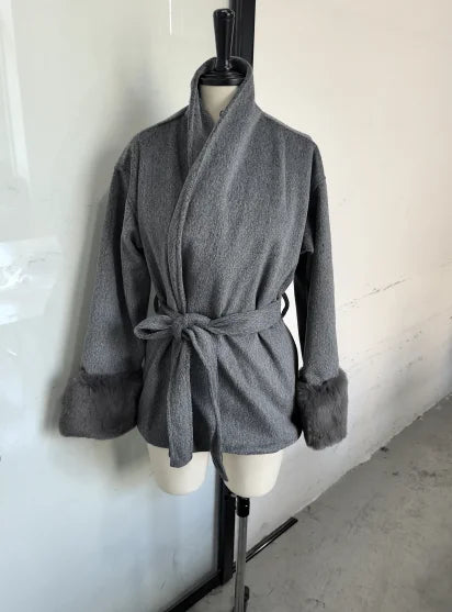 M&T Wear - Elegant Solid Lace-Up X-Long Overcoat